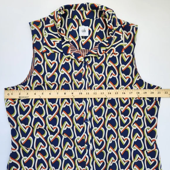 CAbi Amour Shirt Dress Duster Tunic Heart Graphic Sleeveless Button Down Large - Picture 12 of 14